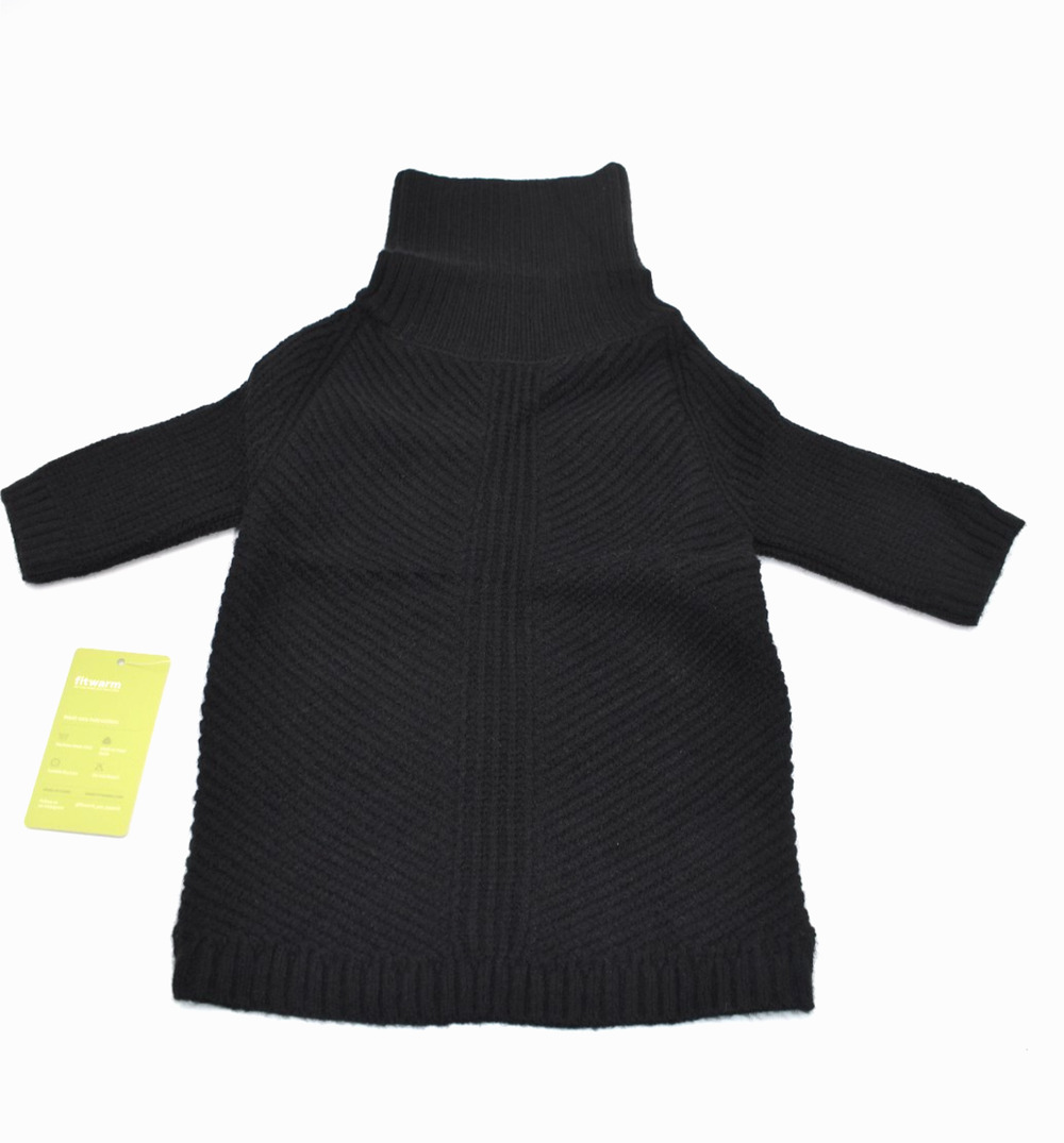 Fitwarm Turtleneck Knitted Dog Sweaters Outfits Coats Cat Size Large Black NEW